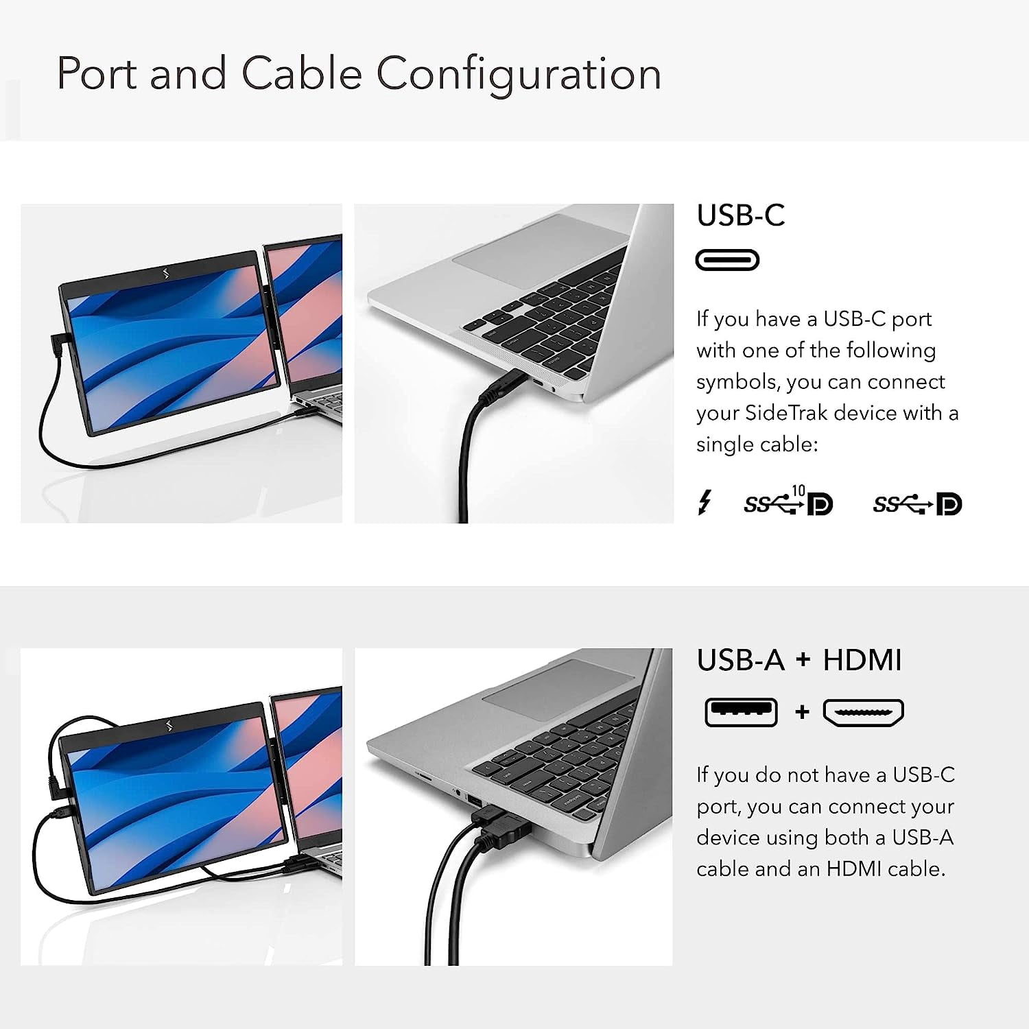 New SideTrak Swivel Attachable Portable Monitor for Laptop 12.5" FHD IPS Rotating Dual Laptop Screen | Mac, PC, Chrome OS Compatible | All Laptop Sizes | Powered by DisplayPort USB-C or Mini HDMI
