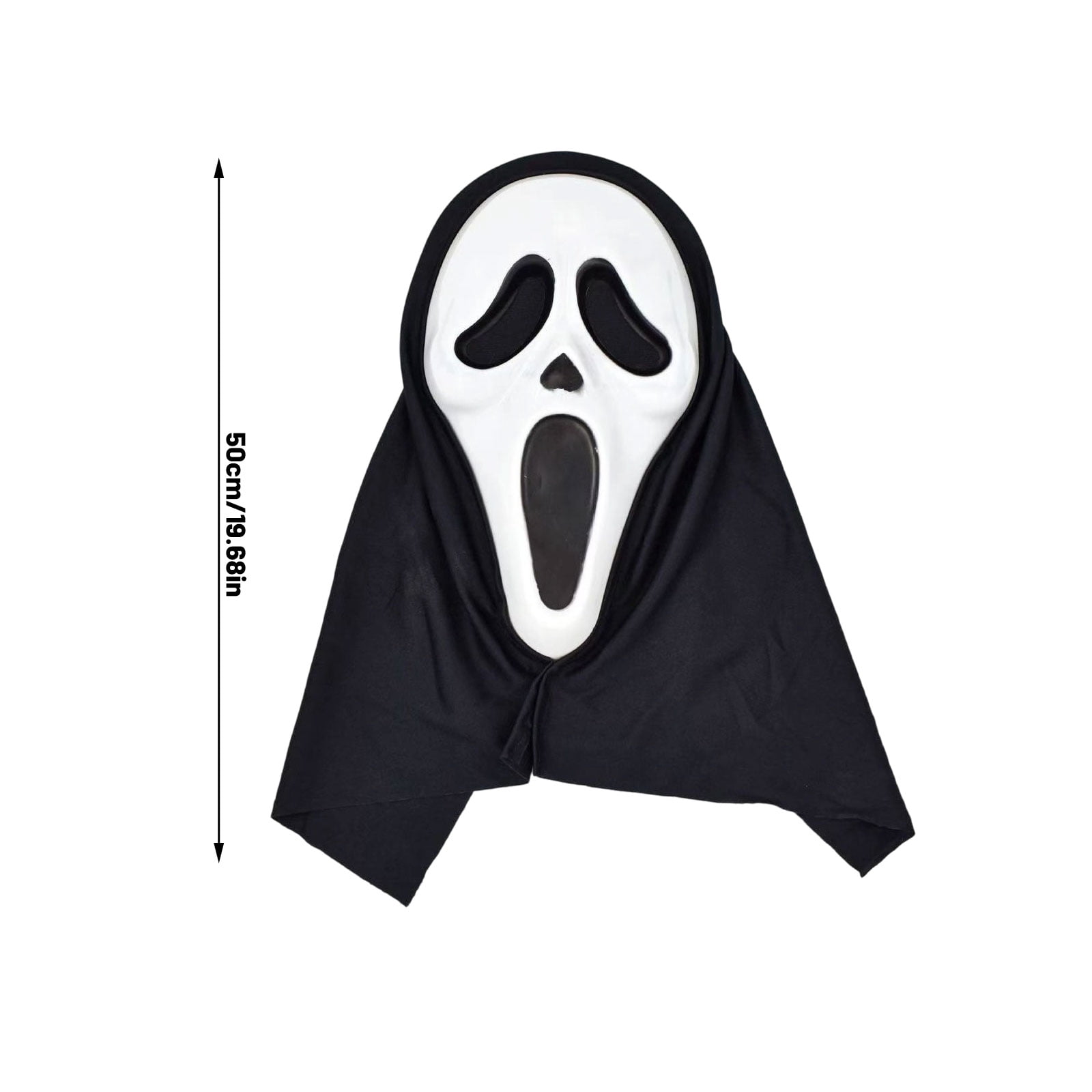 Masque Scream Halloween TaiXinYuly - Avec Couteau Factice, EVA/tissu, Blanc/noir, Pour Cosplay/fête