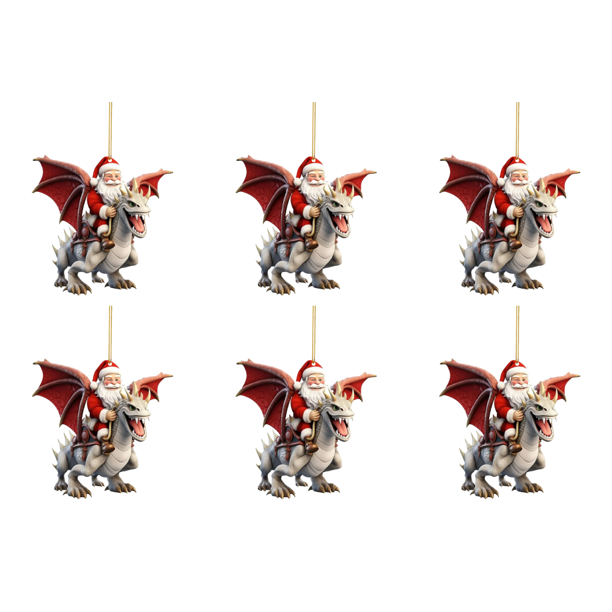 6uds. Decoraciones navideñas de dragón de dibujos animados acrílico para decoración de fiesta de Navidad (D)