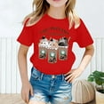 thumbnail image 2 of Tisuna Little Girls Tops Cartonn Print Short Sleeve Crew Neck Shirts Comfortable Loose Summer Kids Pullover Tops Red Size 4-6 Years, 2 of 5