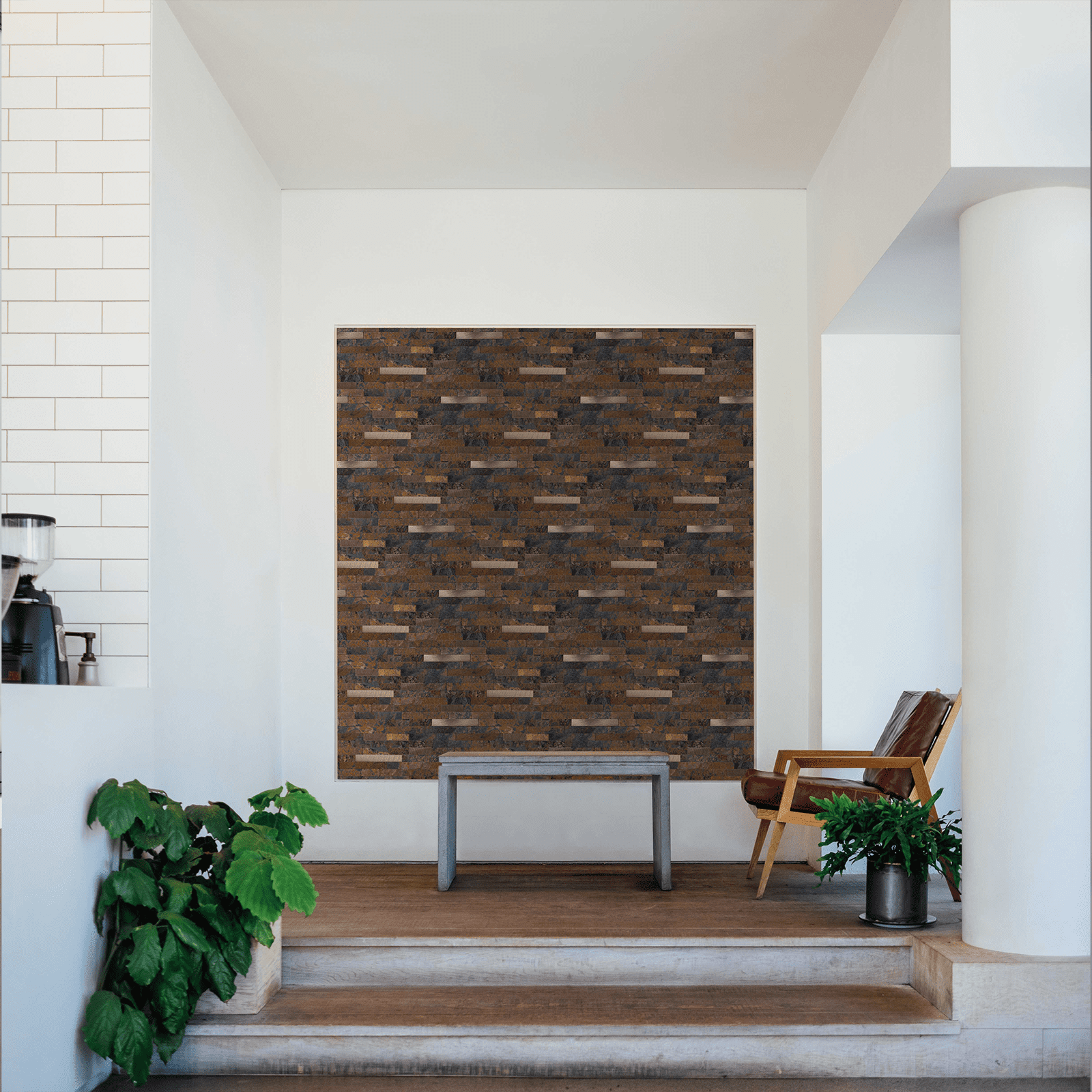 12-Sheet Peel and Stick Backsplash Tiles, Faux Marble Linear Wall Tiles Stick on Backsplash for Kitchen Bathroom Fireplace RV (11.57" x 4.13", Vintage Brown)