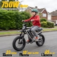 thumbnail image 3 of HiKeep Mini Electric Bike for Teenagers, Class 2 Electric Bike, 750W Motor, 48V 15Ah Battery Ebike, 20MPH Electric Bicycle, 16x3.0 Fat Tire, UL2849, 3 of 8