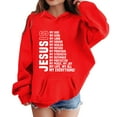 thumbnail image 3 of Hpapadks Hoodies for Girls Personality Letter Print Long Sleeve Loose Hooded Sweatshirts 8-9 Years Boys Sweatshirts Red, 3 of 4