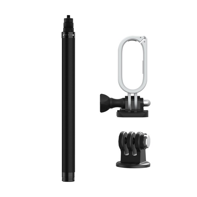 TELESIN Action Camera Selfie Stick Max. 1.16M/2.8ft Long Vlog Bracket Carbon Fiber + Camera Protective Frame Housing ABS+PC Material with Long Screw Mobile Base Replacement for Insta360 GO2 Camera