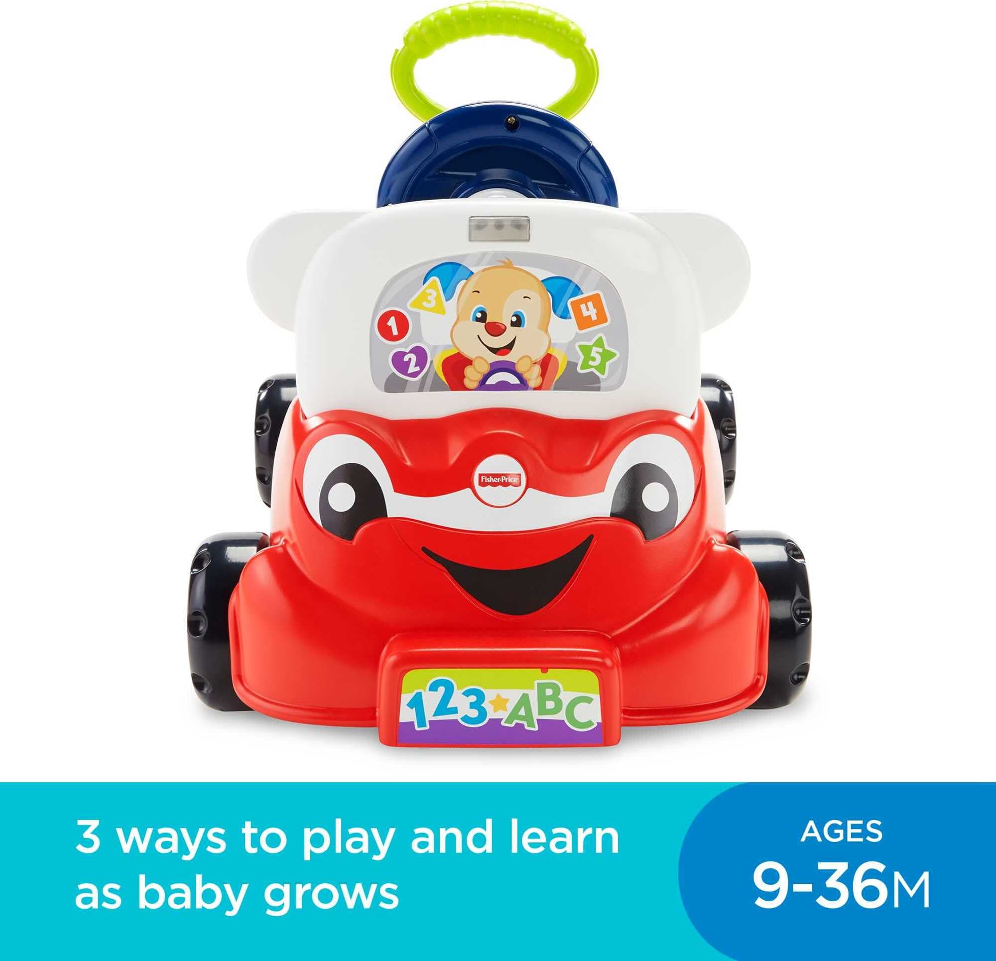 Fisher-Price Laugh & Learn 3-in-1 Smart Car, Interactive Baby Ride-On Toy - 1
