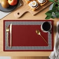 thumbnail image 2 of Geometric Greek Key Design Placemats Set of 6 Red Place Mats Table Mats Kitchen Dining Home Outdoor Party Table Decoration, 2 of 9