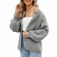 thumbnail image 3 of Womens Button Down Long Sleeve Chunky Soft Knit Sweater Fall Open Front Loose Casual Cardigan Coat Grey L, 3 of 8