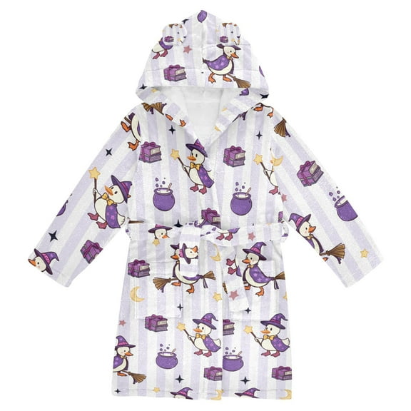 FORMRS Niños Bathrobe Unisex Hooded Robe Soft Plush Pajamas Sleepwear, Size 2-3T, Purple Halloween Gooses