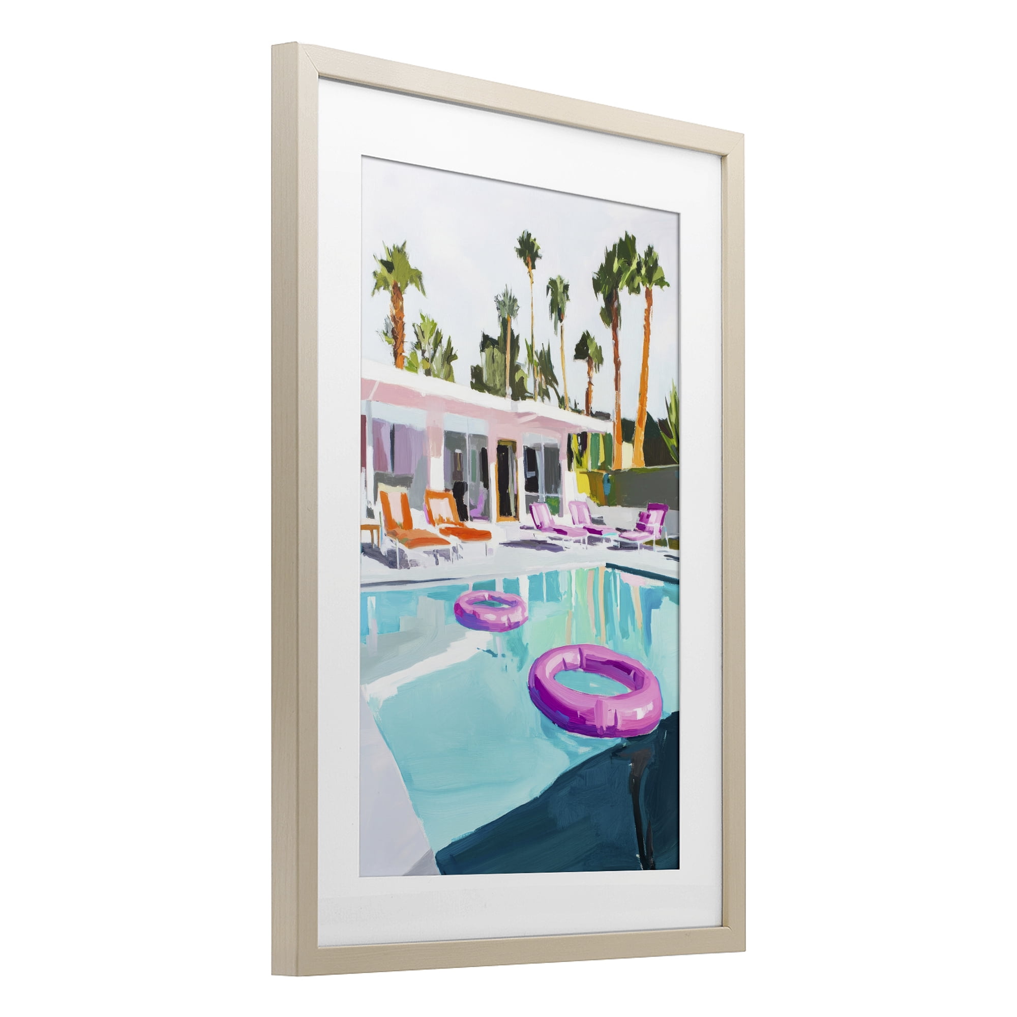 Stupell Industries Palm Springs Poolside Impression Birch Framed Print Under Glass, design by Sisi and Seb