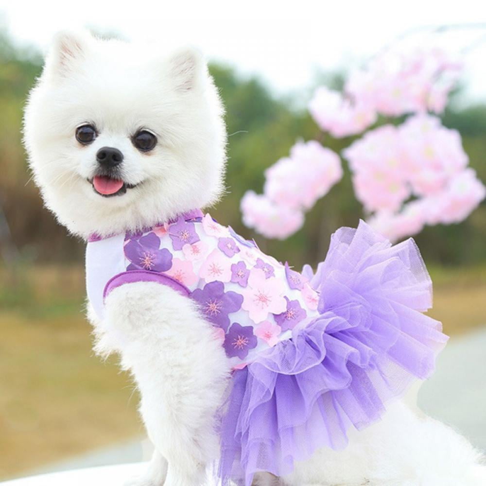 Dog Dress Puppy Luxury Skirt Dog Clothes Princess Dresses Wedding Evening Dress Tutu Skirt Daisy Flower Skirt for Small Dog Girl XS, Green