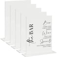 thumbnail image 1 of Letrero acrílico blanco con soporte, paquete de 5 carteles de mesa de acrílico y base para números de mesa de boda, señalización de boda, eventos y fiestas, 1 of 4