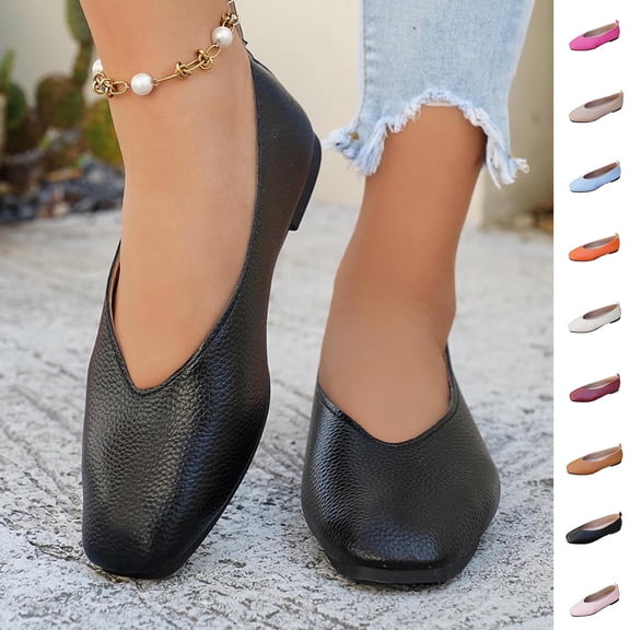 Miluxas Ballet Flats for Women Dress Shoes Comfortable Round Toe Flat office Walking Casual Dressy Slip On Shoes Wine 9.5(43)
