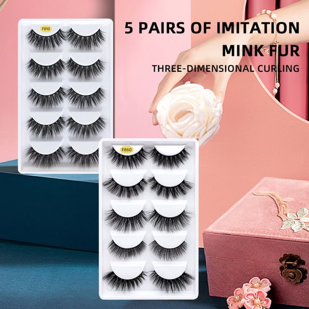 onlyliua Liquidación Pestañas Postizas Gruesas Naturales 5 Pares Pestañas Mixtas Pestañas de Visón de Imitación Pestañas Postizas Artificiales Puras