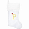 thumbnail image 1 of wonima44 20 Inches Monogram Christmas Stockings White Velvet with White Super Soft Plush Cuff Embroidered Xmas Stockings Classic Personalized Stocking Decorations for Family Holiday Season Decor(P), 1 of 1