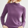 thumbnail image 4 of BLVB Women Casual Long Sleeve Shirts Mock Turtleneck Based Layer Tops Slim Basic Lightweight Knit Plain T-Shirts Purple, 4 of 4