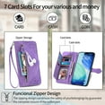thumbnail image 3 of Dteck for iPhone 17 (2025) Wallet Case with Credit Card Holder Zipper Pocket, Magnetic Flip Folio Book PU Leather Phone Case Shockproof Wristlet Strap Cover for Women Men, Purple, 3 of 6