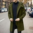 thumbnail image 2 of QHFBli Slim Fit Mens Trench Coat Men Solid Color Hooded Windbreaker Concealed Zipper Cardigan Long Loose Comfortable Casual Business Green XXL, 2 of 9