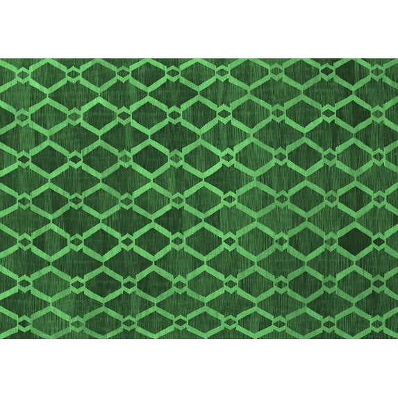 Ahgly Company Indoor Rectangle Abstract Emerald Green Contemporary Area Rugs, 5' x 7'