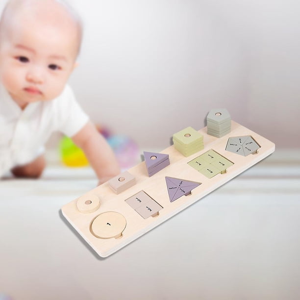 Rompecabezas de fracciones de bloques geométricos de juguetes de matemáticas Montessori de madera para niños
