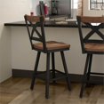 thumbnail image 3 of Home Square 2-Piece 29.31" Distressed Wood Swivel Bar Stool Set in Brown/Black, 3 of 4