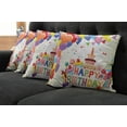 thumbnail image 5 of Ambesonne Colorful Throw Pillow Cover 4 Pack, Hearts Funny Cupcakes, 16", Multicolor, 5 of 5