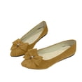 thumbnail image 7 of Womens Pointed Toe Suede Ballet Flats Bow-Knot Slip-Ons Dressy Casual Comfortable Wear to Work Loafers Yellow 9.5(43), 7 of 7