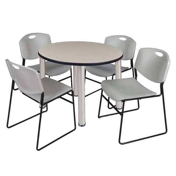 Regency Kee 36" Round Breakroom Table,Maple/ Chr TB36RNDPLBPCM44GY