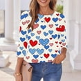 thumbnail image 3 of GERsome 4th of July T Shirts Womens 3/4 Length Sleeve Patriotic Tops Casual American Flag Shirts Crewneck Loose-Fit Blouses S-5XL, 3 of 5
