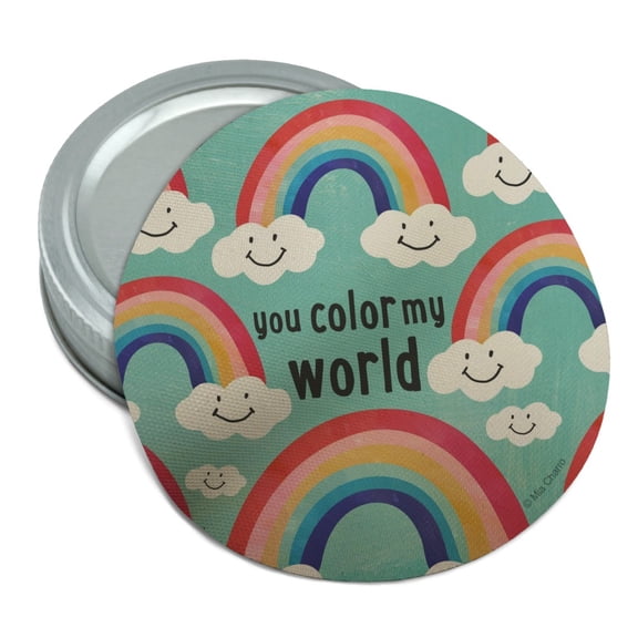 You Color My World Rainbows Happy Clouds Round Rubber Non-Slip Jar Gripper Lid Opener