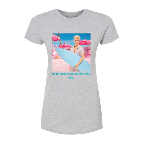 Barbie The Movie - Ken My Job Is Beach - Juniors Fitted Graphic T-Shirt