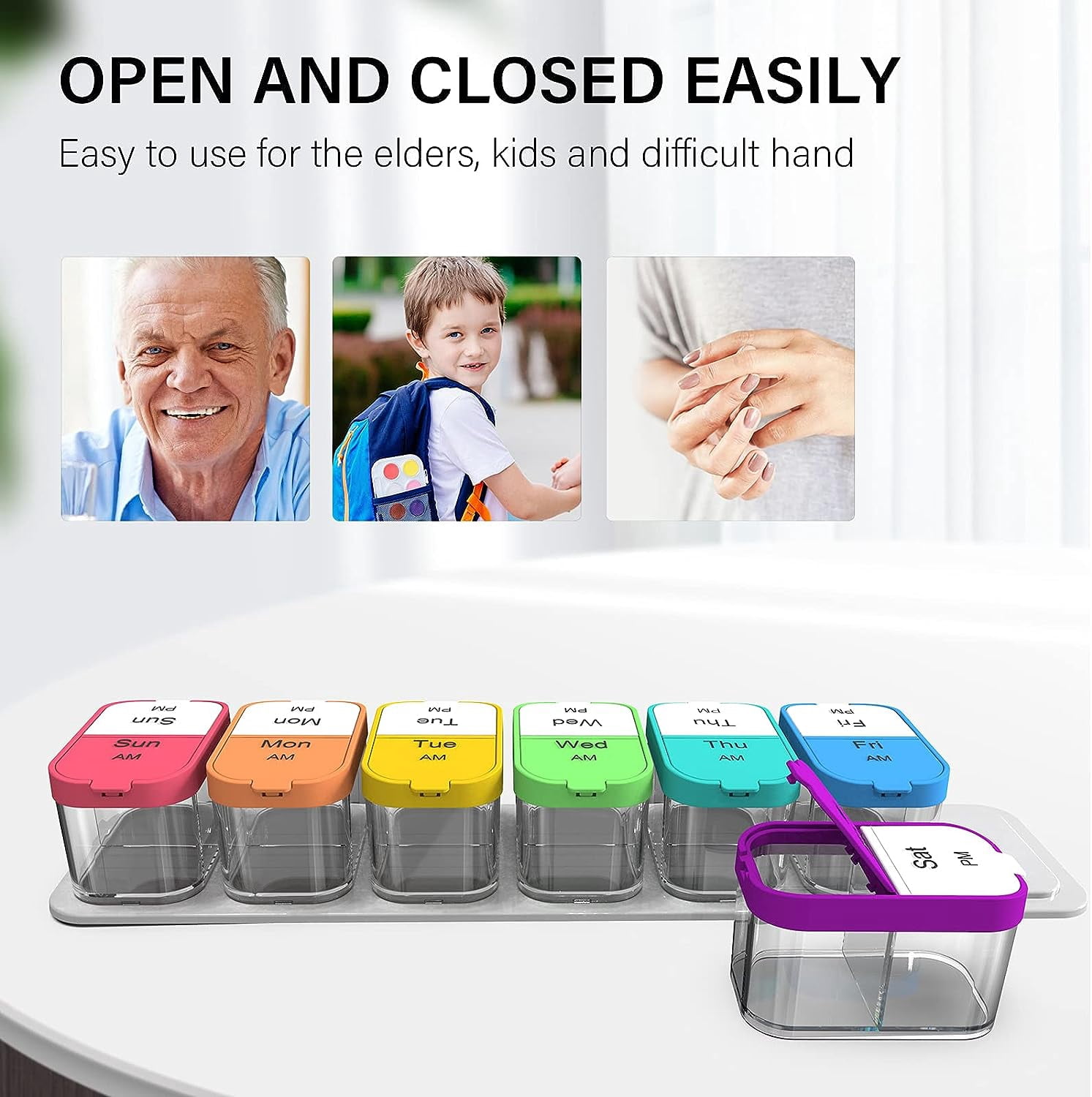 2 PACKS, 1 Extra Large Pill Organizer 2 Times A Day, 1 Travel Pill Organizer 1 Times A Day, Weekly Pill Boxes For Travel Or Home Use, Colorful Pill Case For Easy Read