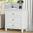 thumbnail image 2 of Xukmct Wood Beside Cabinet with 3 Drawer and Handle, Nightstand Side Table for Home, Bedroom, White, 2 of 9