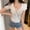 White, variant on Women's Button Up Pointelle Minimalist Crop T-shirt Short Sleeve Lace Trim Tee Shirt White