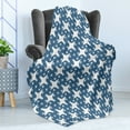 thumbnail image 4 of Stars Soft Flannel Fleece Throw Blanket, Repetitive Small and Bigger Ornamental Elements Concentric Silhouettes, Cozy Plush for Indoor and Outdoor Use, 70" x 90", Slate Blue and White, by Ambesonne, 4 of 5