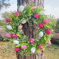 thumbnail image 3 of Hmgxay Front Door Wreath, Lifelike Floral Arrangement with Tulips, Decorative Flower Garland for Spring Decor, Handmade Door Decoration for Weddings and Events, 3 of 5