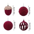 thumbnail image 4 of hulanddfd 4pcs Christmas Velvet Ornaments Balls Set, 3.1" Red Shatterproof Plastic Decoration Balls Xmas Hanging Decor for Xmas Tree and Party Holiday Decor, 4 of 9