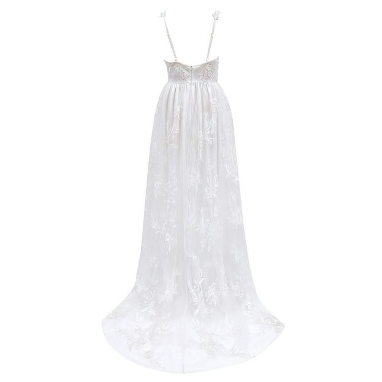 UK Backless Bridal V Neck Sleeveless Lace Mermaid Beach Wedding Dresses SZ  6-16