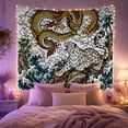 thumbnail image 2 of Ocean Waves Mythical with Dynamic Dragon Flame Like, Mystical Fantasy for Space Lovers, Galaxy Room Decor, Mother'S Day Gift, Tapestry Wall Hanging for Bedroom and Dorm, 2 of 7