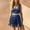 Dark Blue, variant on Women's Western Two-Piece Outfit Set, Cropped Sleeveless Top, Fringe Mini Skirt, Shorts