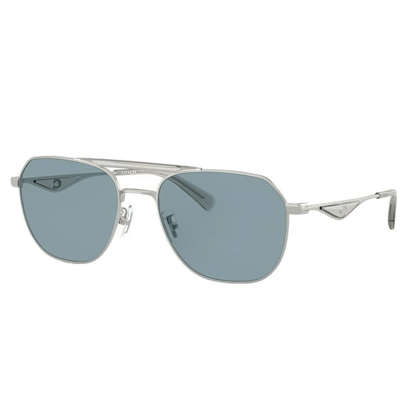 Coach HC 7178 Metal Unisex Pilot Sunglasses Satin Silver/Grey 57mm Adult