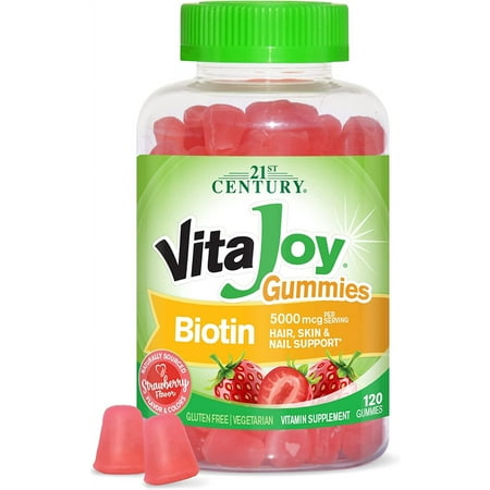 21st Century Vitajoy Biotin Gummies, Strawberry, 120 Count, 2 Pack