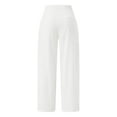thumbnail image 4 of Fulijie Women's Floral Leisure High Waist Pant, Size S-2XL, Big&Tall, White, Polyester, High Waist Wide Leg Prints Pants for Women Smocked Elastic Waist Loose Comfy Split Casual Pants Pockets, 4 of 4