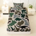 thumbnail image 3 of Feelyou Camo Dinosaur Twin Sheet Sets for Male Boys, Jungle Silhouette Wildlife Bedding, Olive, 3 Pieces, 3 of 5