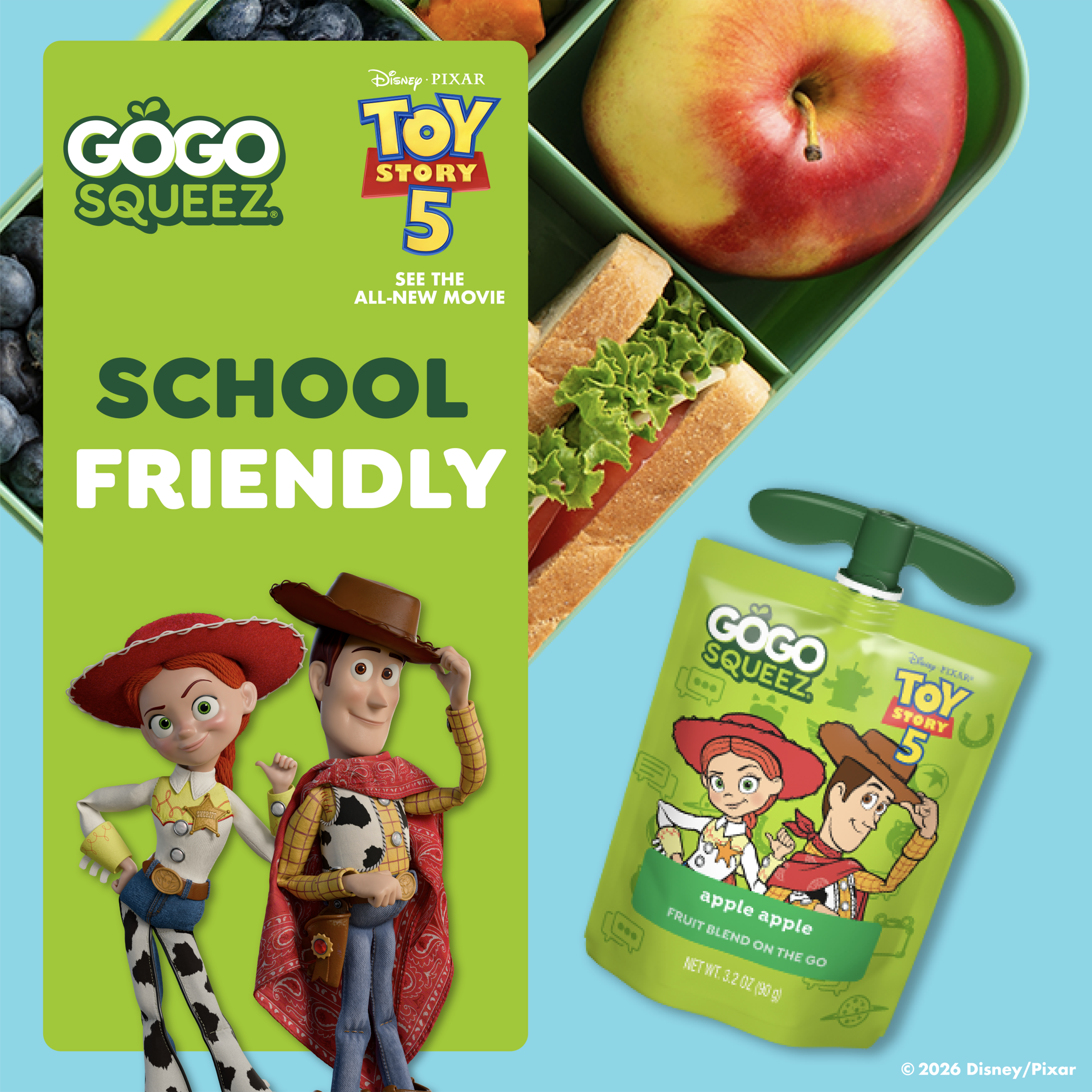 GoGo squeeZ  Toy Story 5  No Sugar Added  Apple Applesauce Pouches, 3.2 oz (10 Pack)