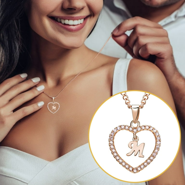 Necklaces Pendants for Women Womens Fashion Heart Letter 26 Letters Love Clavicle Neck Chain NeckPendant