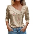 thumbnail image 2 of Craaazy Sweatshirt for Women Casual Printed Lapel Blouses V Neck 3/4 Sleeve Button Tops Gifts for Women, 2 of 3