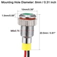 thumbnail image 2 of Unique Bargains Indicateur de Signal AC/DC 110V 8mm Coque Métallique LED Verte, 2 of 4