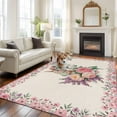 thumbnail image 2 of Large Area Rugs for Living Room Bedroom, Easter Bunny Roses 8'x10' Rug Washable Carpet Runner Indoor Outdoor, Pink Floral Spring Linen Non Slip Floor Mats Rug for Kitchen, Patio, 2 of 8
