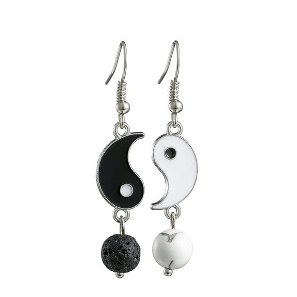 Pendientes de Tai Chi Bagua en blanco y negro, ganchos para las orejas, aceite de goteo de aleación, pendientes sencillos, pendientes, accesorios para las orejas