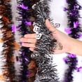 thumbnail image 2 of 9.18ft Halloween Tinsel Garland Black Orange and Purple Shiny Garland Halloween Party Decorations, 2 of 7